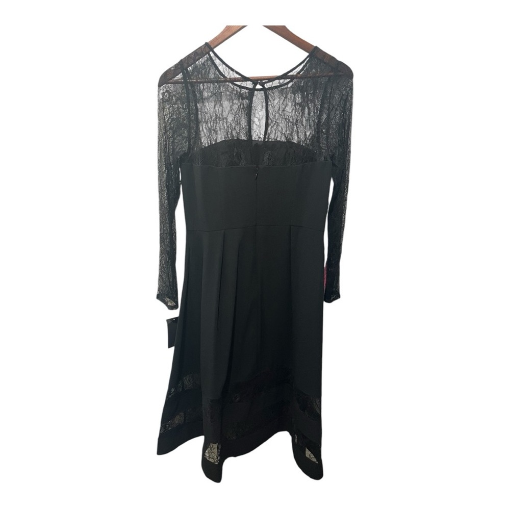 AIDAN MATTOX BLACK SHADOW STRIPE CREPE MIDI FIT & FLARE COCKTAIL DRESS NWT SZ 10 - Picture 7 of 16
